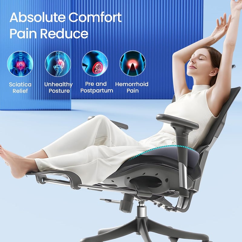 Benazcap Large Seat Cushion for Office Chair Memory Foam Coccyx Pain Relief Cushion Pillow for Back Support Non-Slip Seat Pad - Image 5